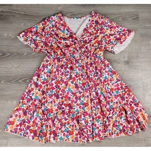 Women's‎ Shein Curve Size 0XL Floral Twist Front Keyhole Cutout Dress Short